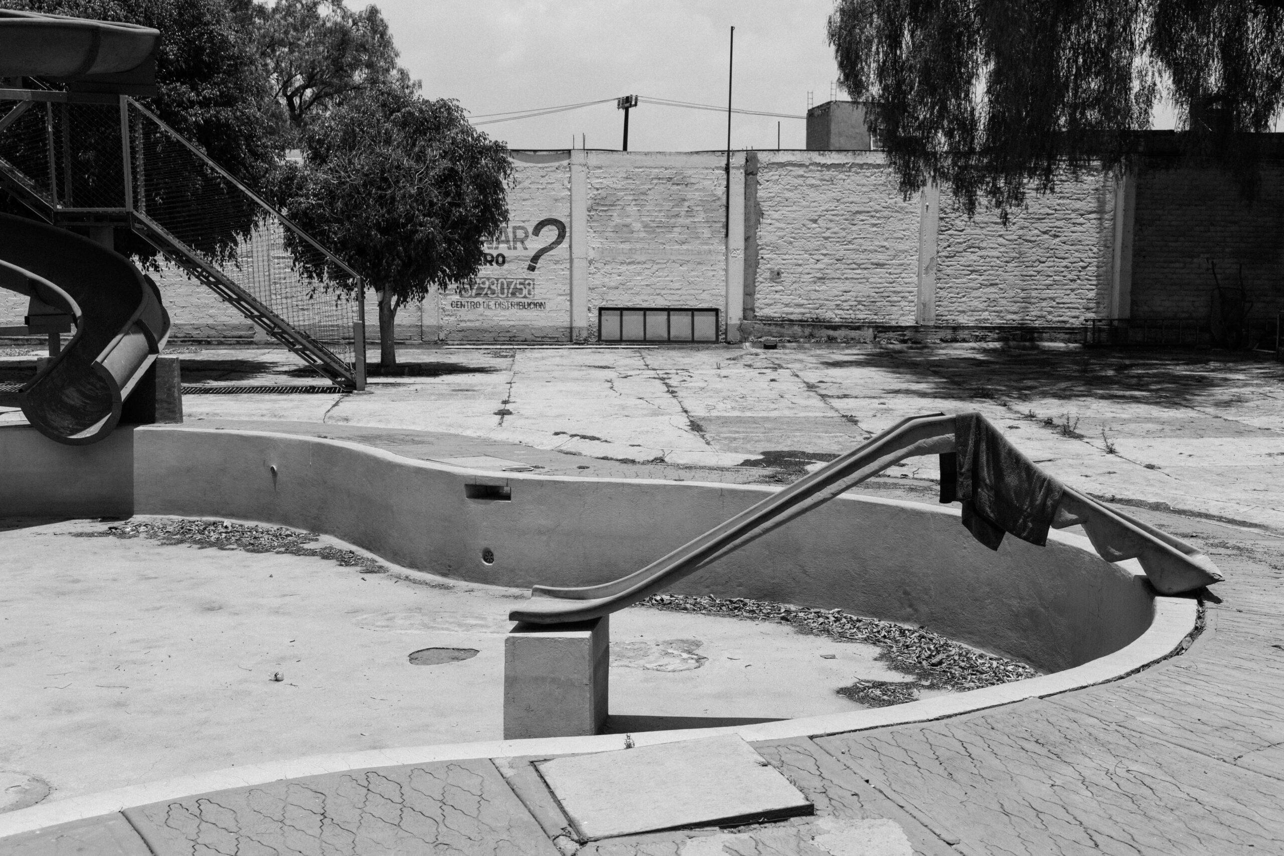 Amid water restrictions in Mexico City and especially in its outskirts, some water park pools sit empty, May 26, 2024.